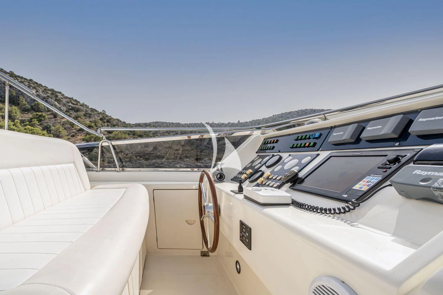 the inside of a car aboard ESTIA POSEIDON Yacht for Charter