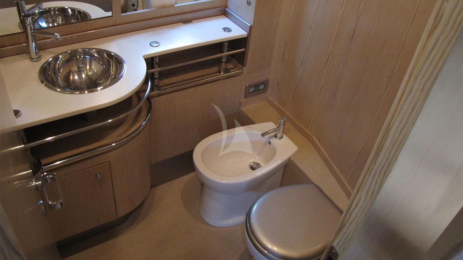 a bathroom with a sink and toilet aboard UNNAMED Yacht for Sale