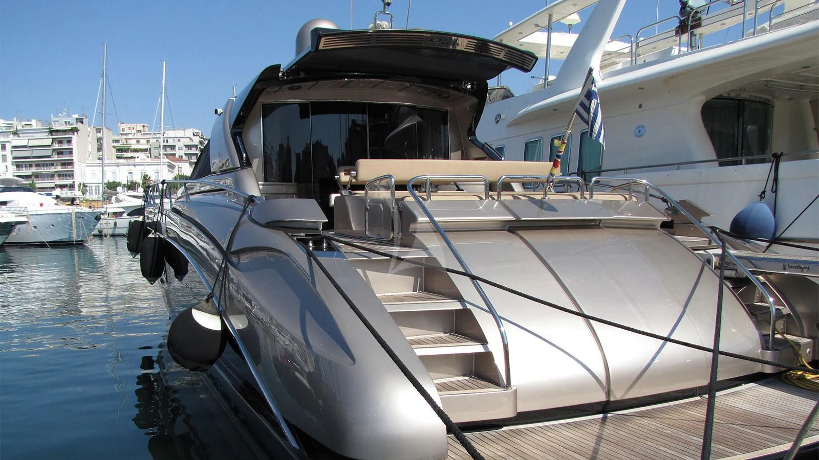a boat docked at a pier aboard UNNAMED Yacht for Sale