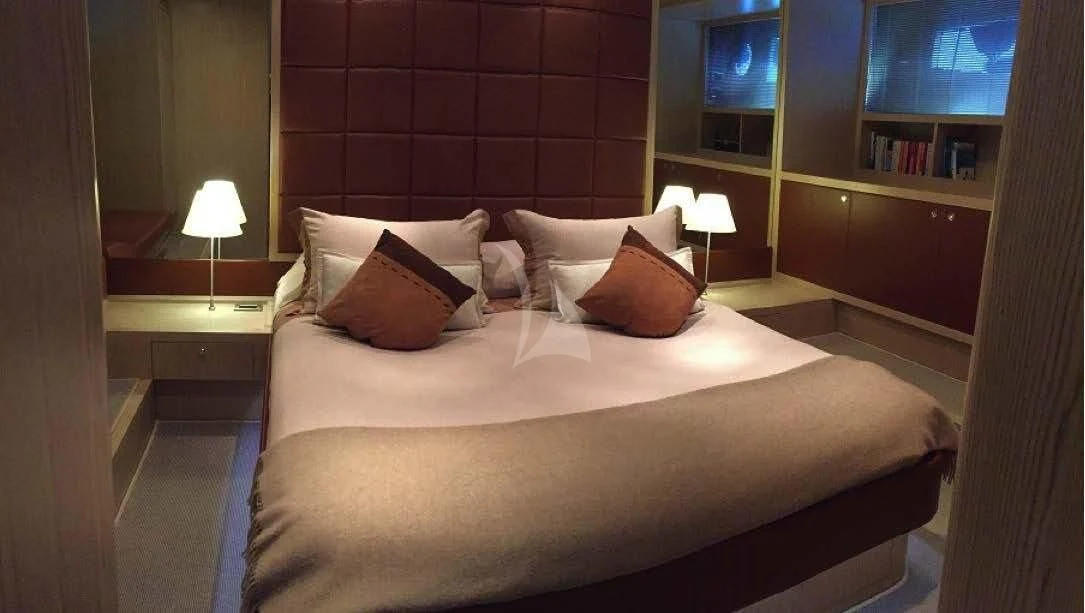 a bed with pillows and pillows aboard UNNAMED Yacht for Sale