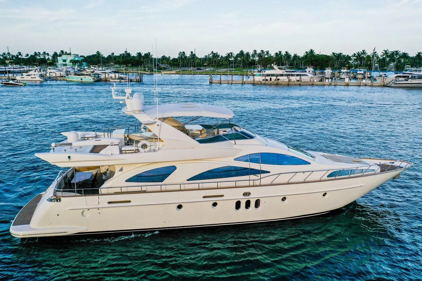 a white yacht in the water aboard AZIMUT 80 2003 Yacht for Sale