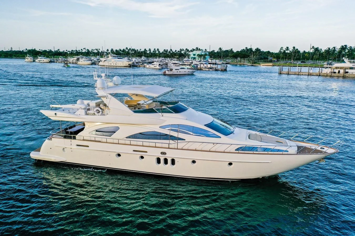 a white yacht in the water aboard AZIMUT 80 2003 Yacht for Sale
