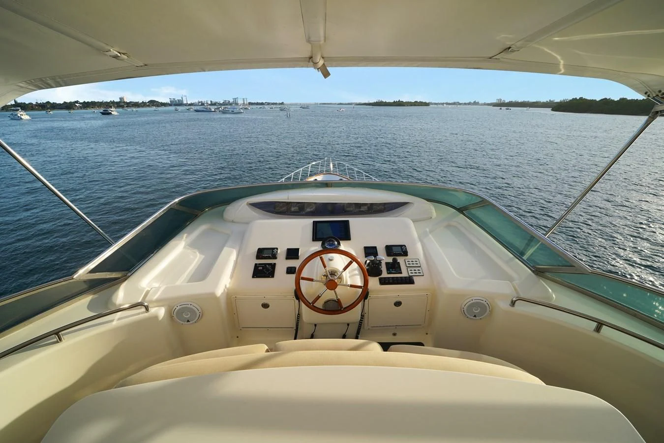the front of a boat aboard AZIMUT 80 2003 Yacht for Sale