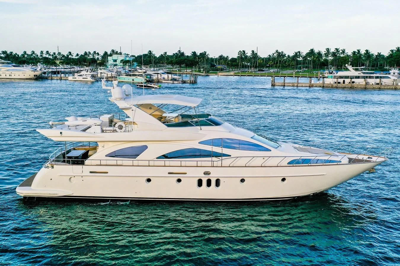 a white yacht in the water aboard AZIMUT 80 2003 Yacht for Sale