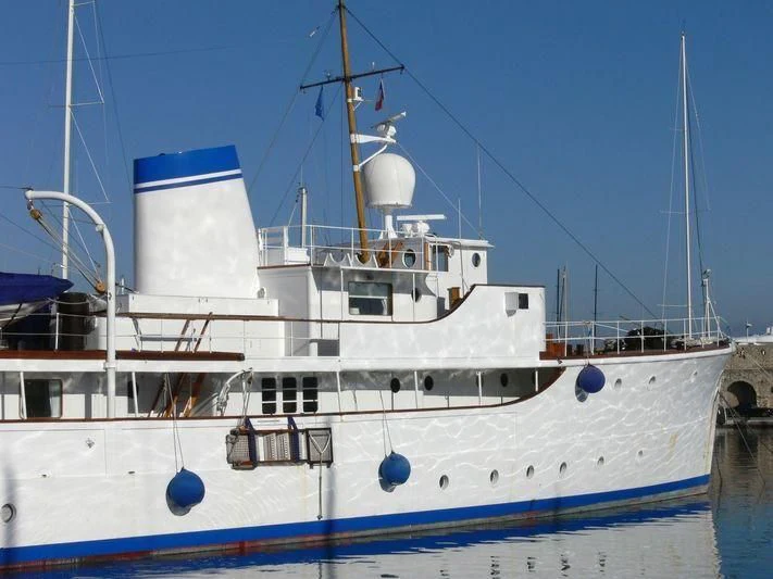a large white boat aboard CALISTO Yacht for Sale