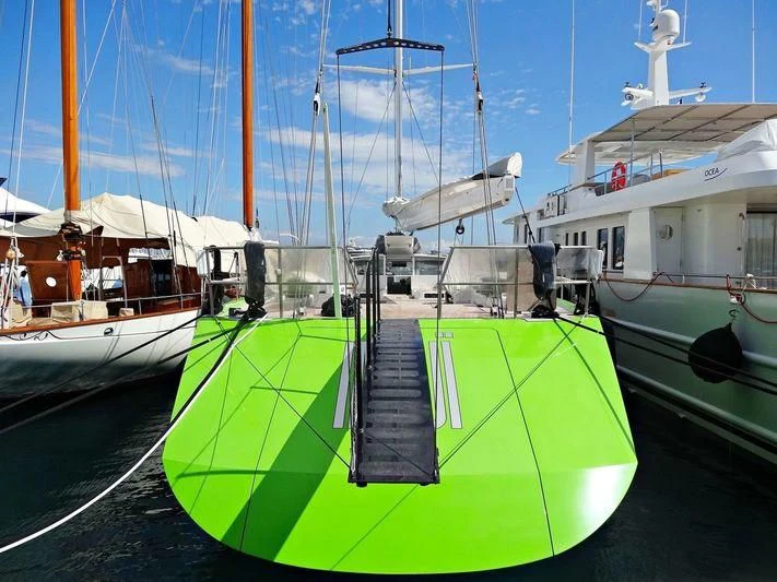 a row of boats in a harbor aboard INOUI Yacht for Sale
