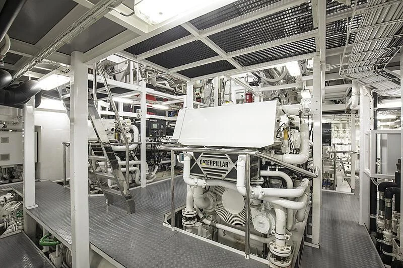 a large factory with machinery aboard FIREBIRD Yacht for Charter