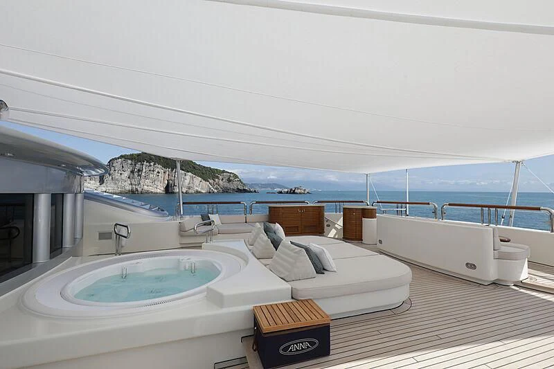 a large white room with a pool aboard FIREBIRD Yacht for Charter