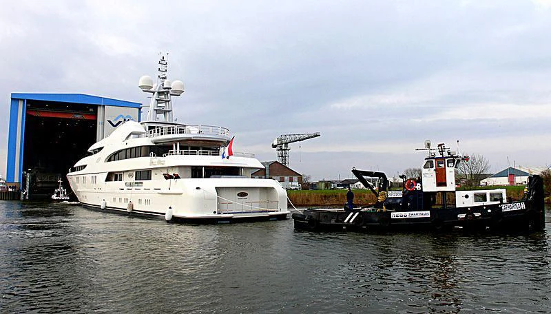 a couple of boats are parked in the water aboard FIREBIRD Yacht for Charter