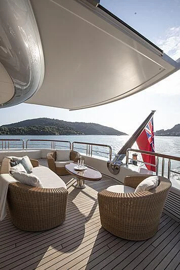 a boat on a deck aboard FIREBIRD Yacht for Charter