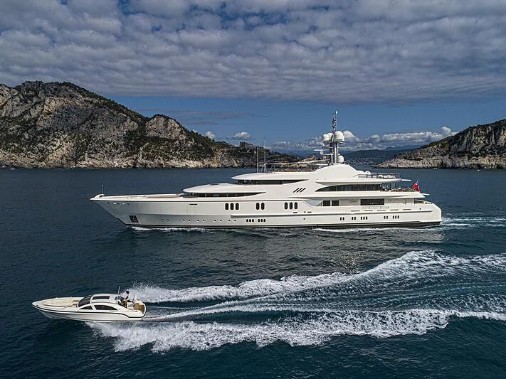 a boat in the water aboard FIREBIRD Yacht for Charter