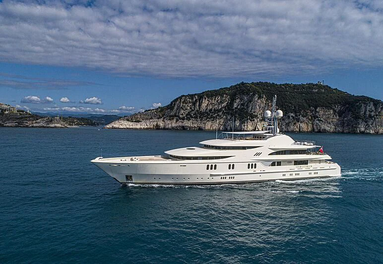 a white boat in the water aboard FIREBIRD Yacht for Charter