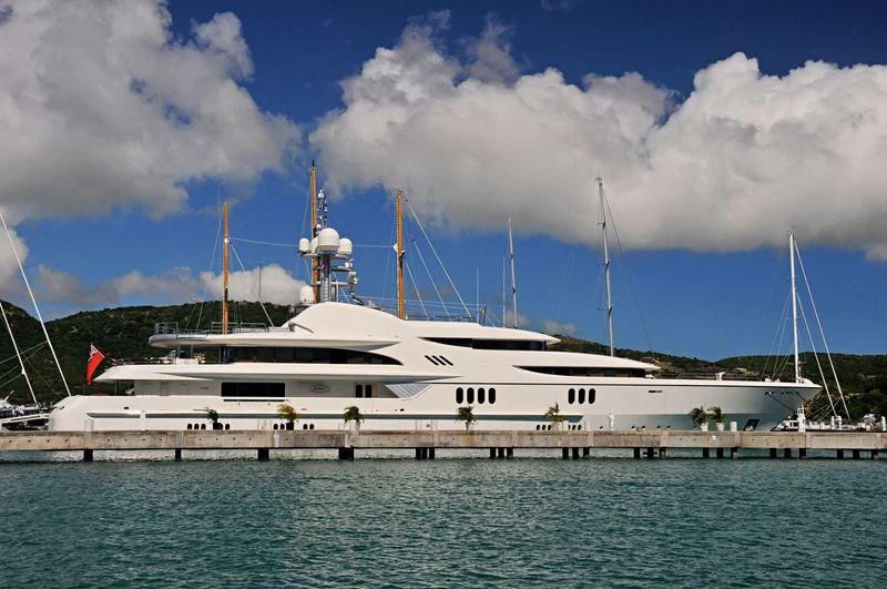 a large white yacht aboard FIREBIRD Yacht for Charter
