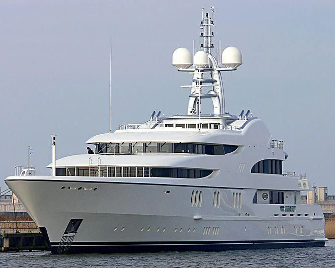 a large white ship aboard FIREBIRD Yacht for Charter