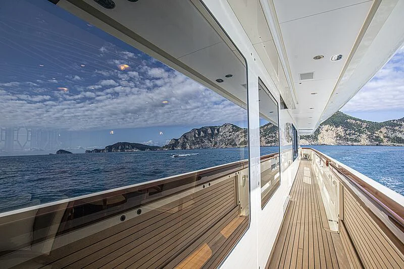 a deck on a boat aboard FIREBIRD Yacht for Charter
