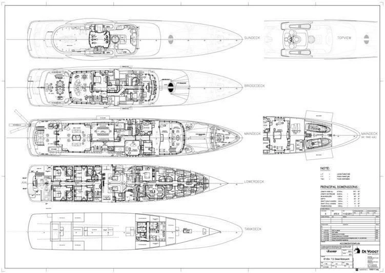 diagram, engineering drawing aboard FIREBIRD Yacht for Charter