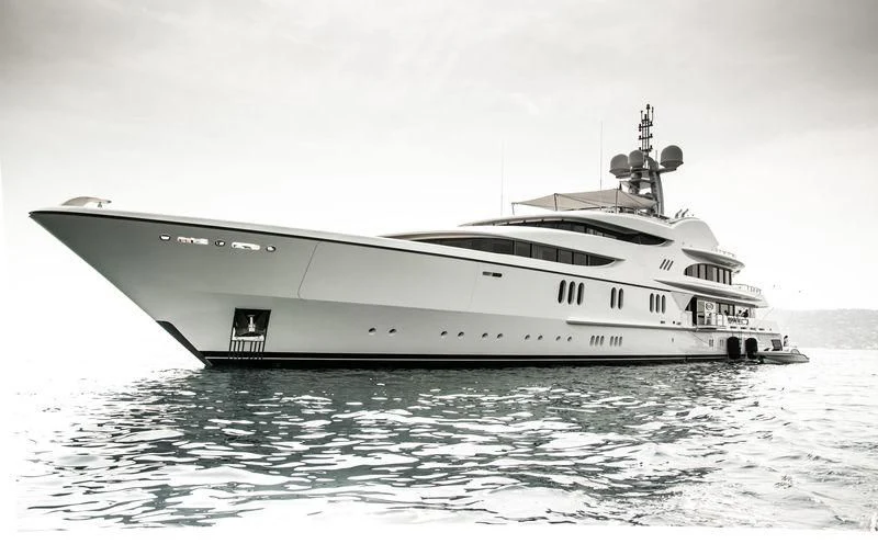 a large white ship aboard FIREBIRD Yacht for Charter