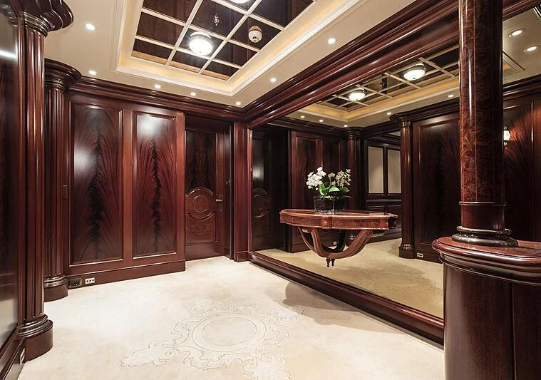 a room with a table and chairs aboard FIREBIRD Yacht for Charter