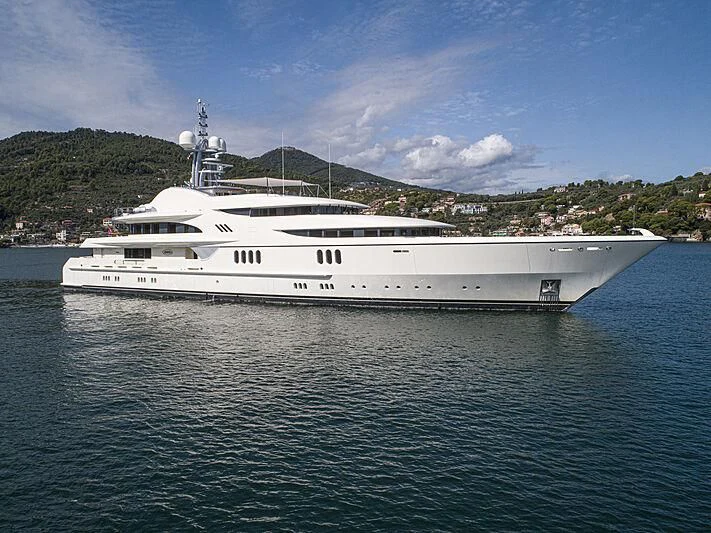 a white boat in the water aboard FIREBIRD Yacht for Charter