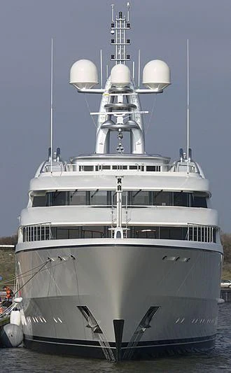 a large white ship aboard FIREBIRD Yacht for Charter