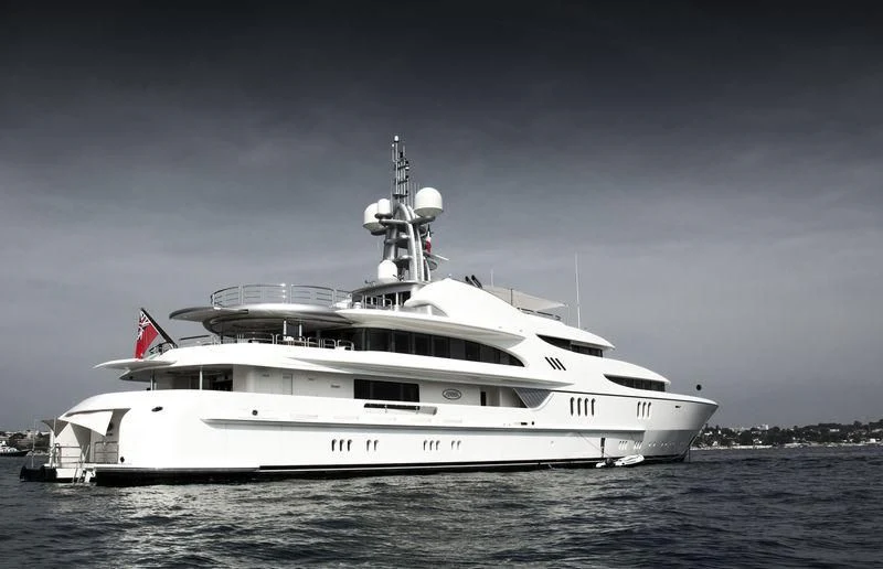 a large white ship aboard FIREBIRD Yacht for Charter