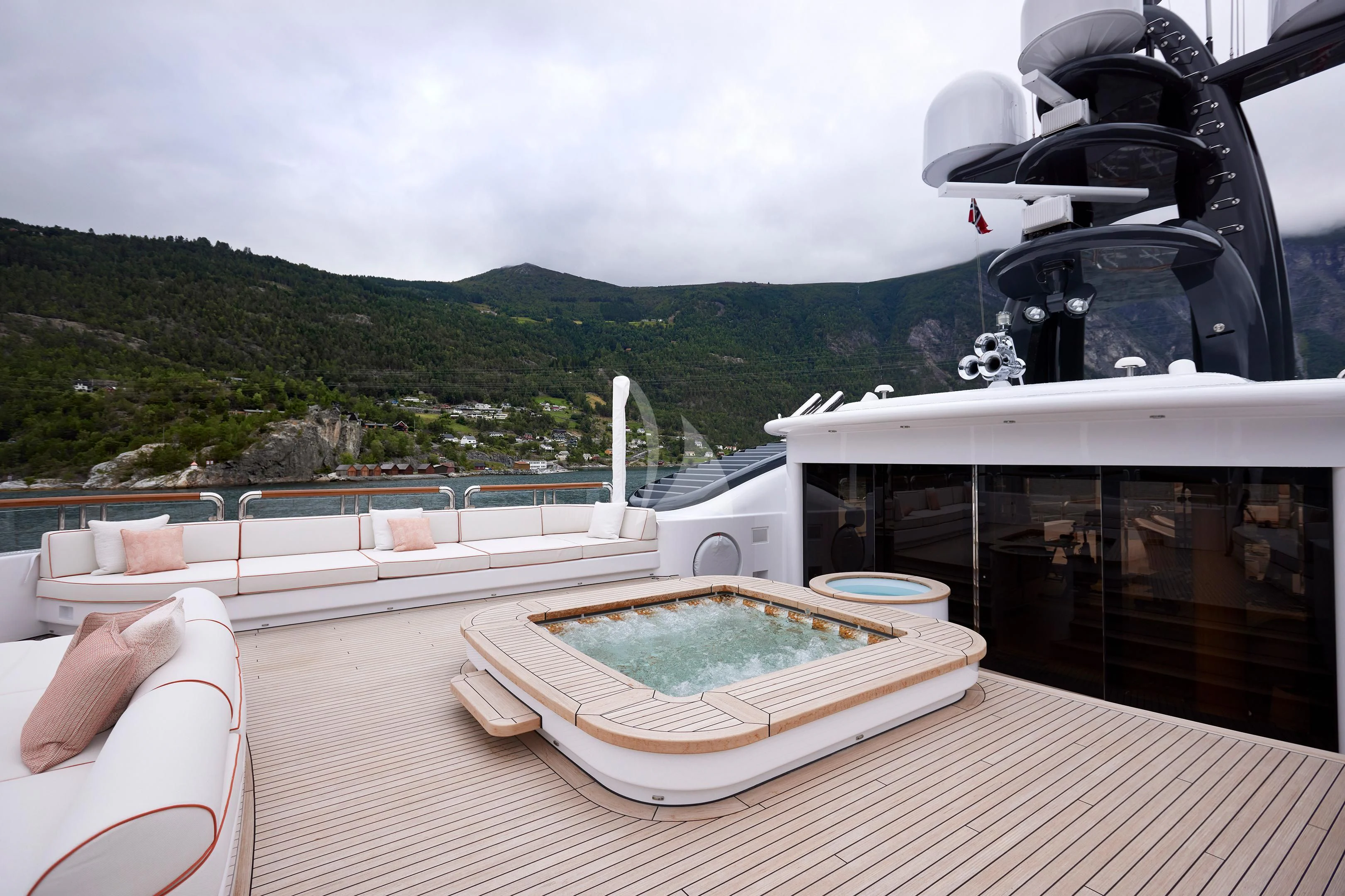 a pool on a deck aboard FIREBIRD Yacht for Charter