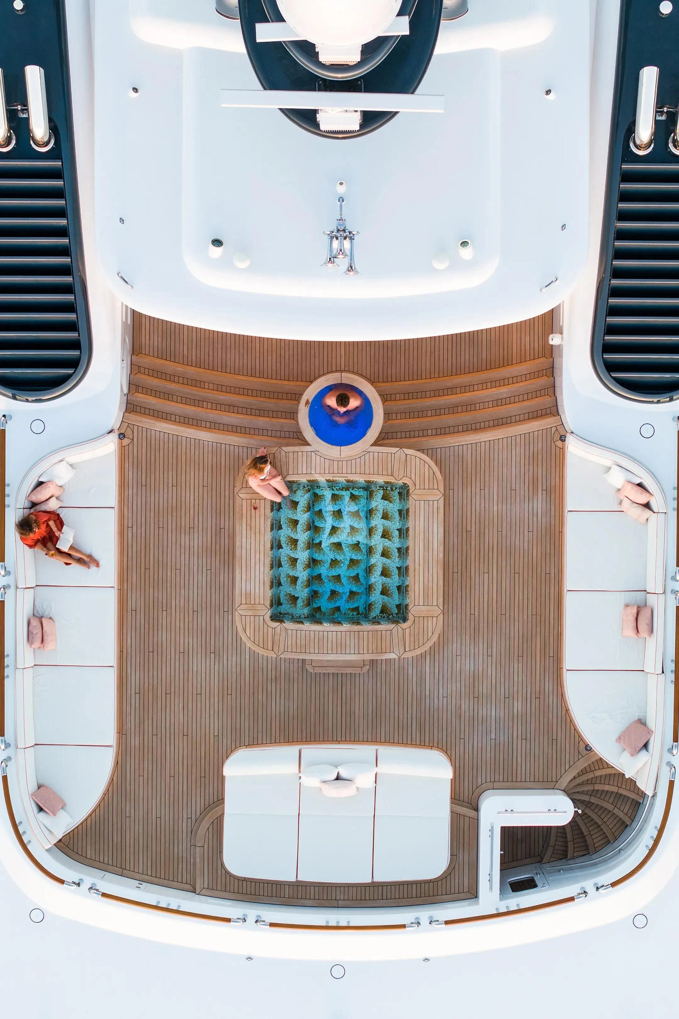 a small cage with a bird inside aboard FIREBIRD Yacht for Charter