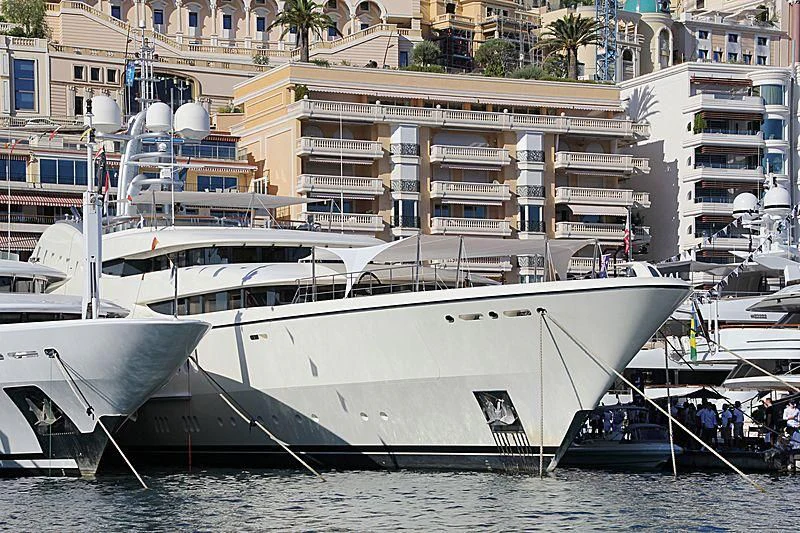 a boat docked in the water aboard FIREBIRD Yacht for Charter