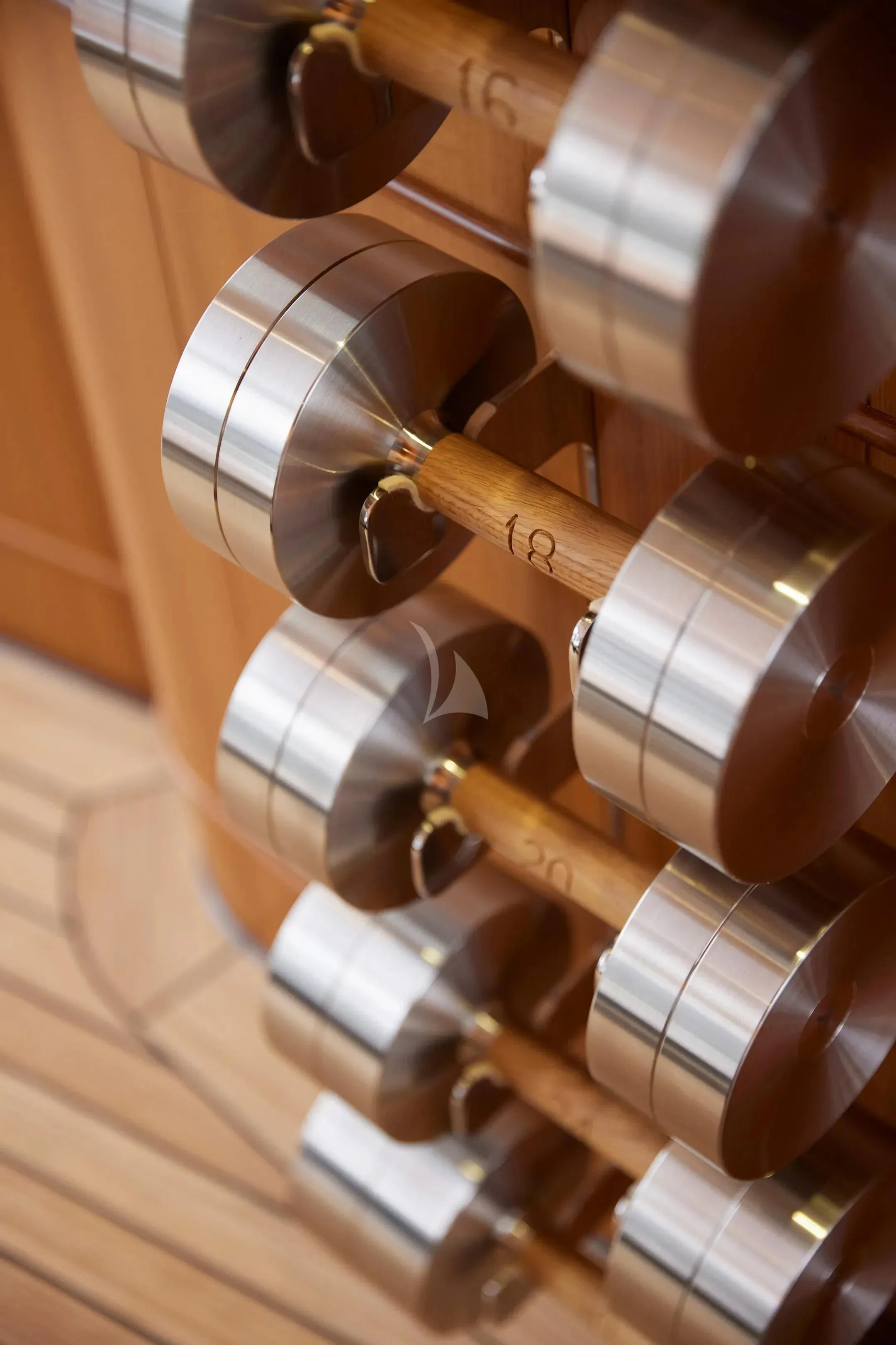 a ceiling fan with lights aboard FIREBIRD Yacht for Charter