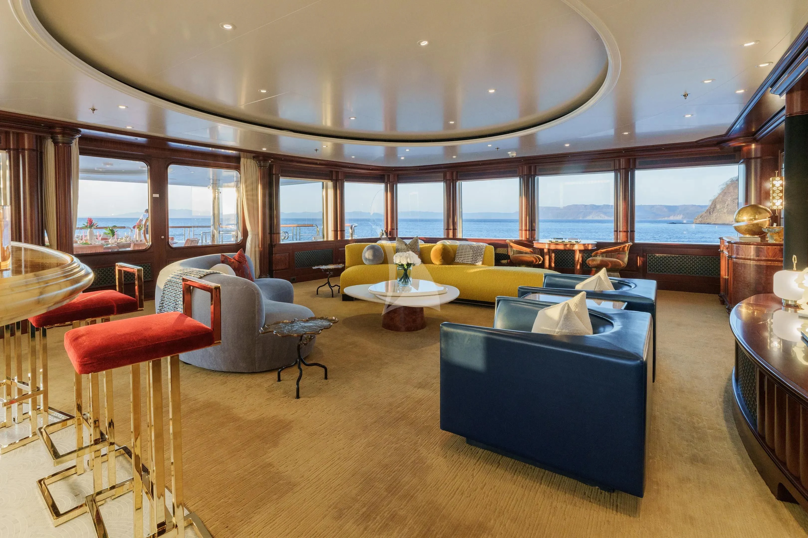 a room with a large window aboard FIREBIRD Yacht for Charter