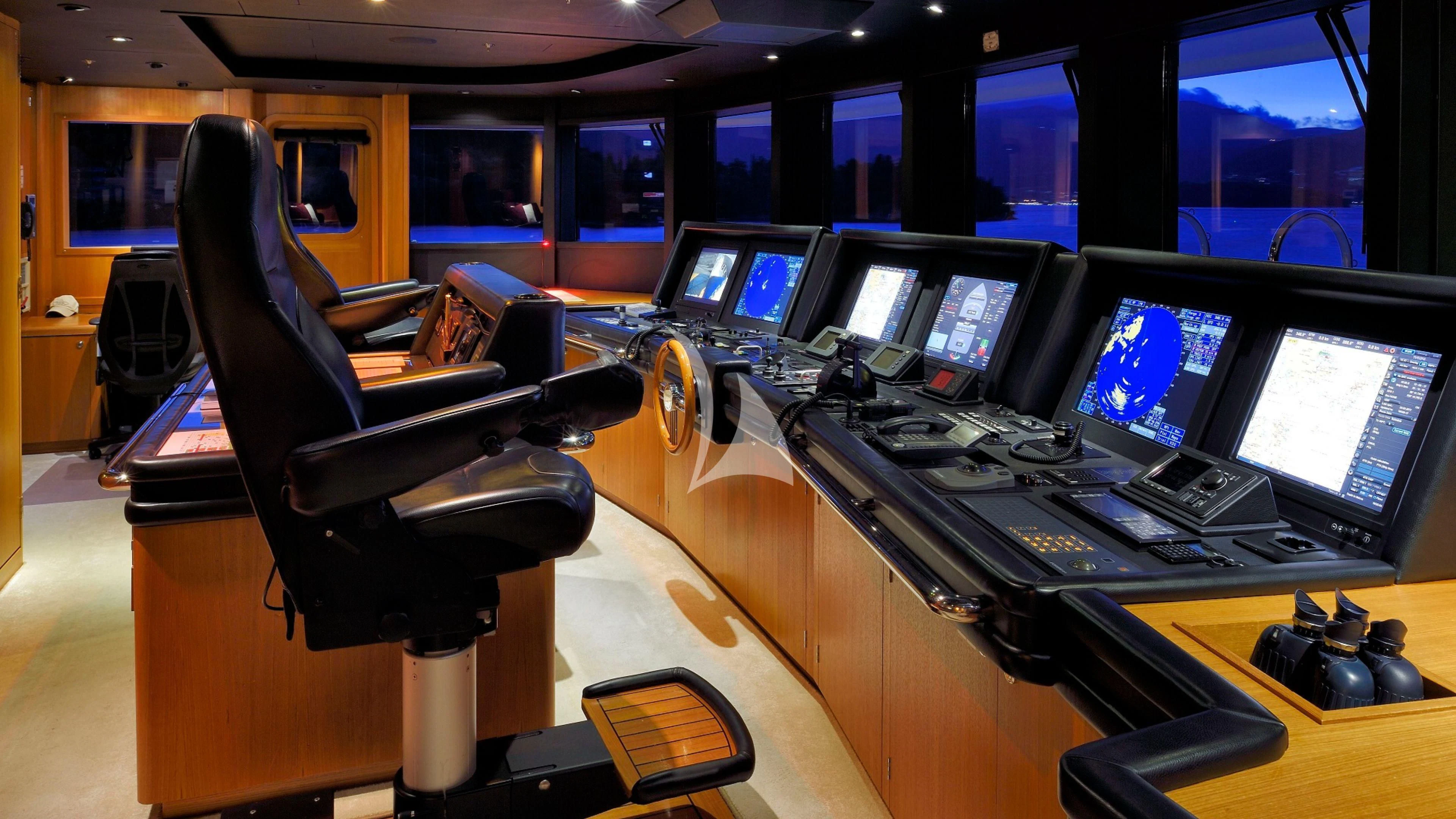 a room full of computers aboard FIREBIRD Yacht for Charter