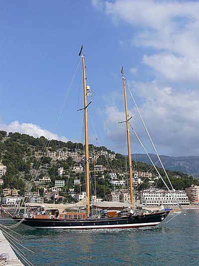 a sailboat in the water aboard ASCHANTI IV OF VEGESACK Yacht for Sale