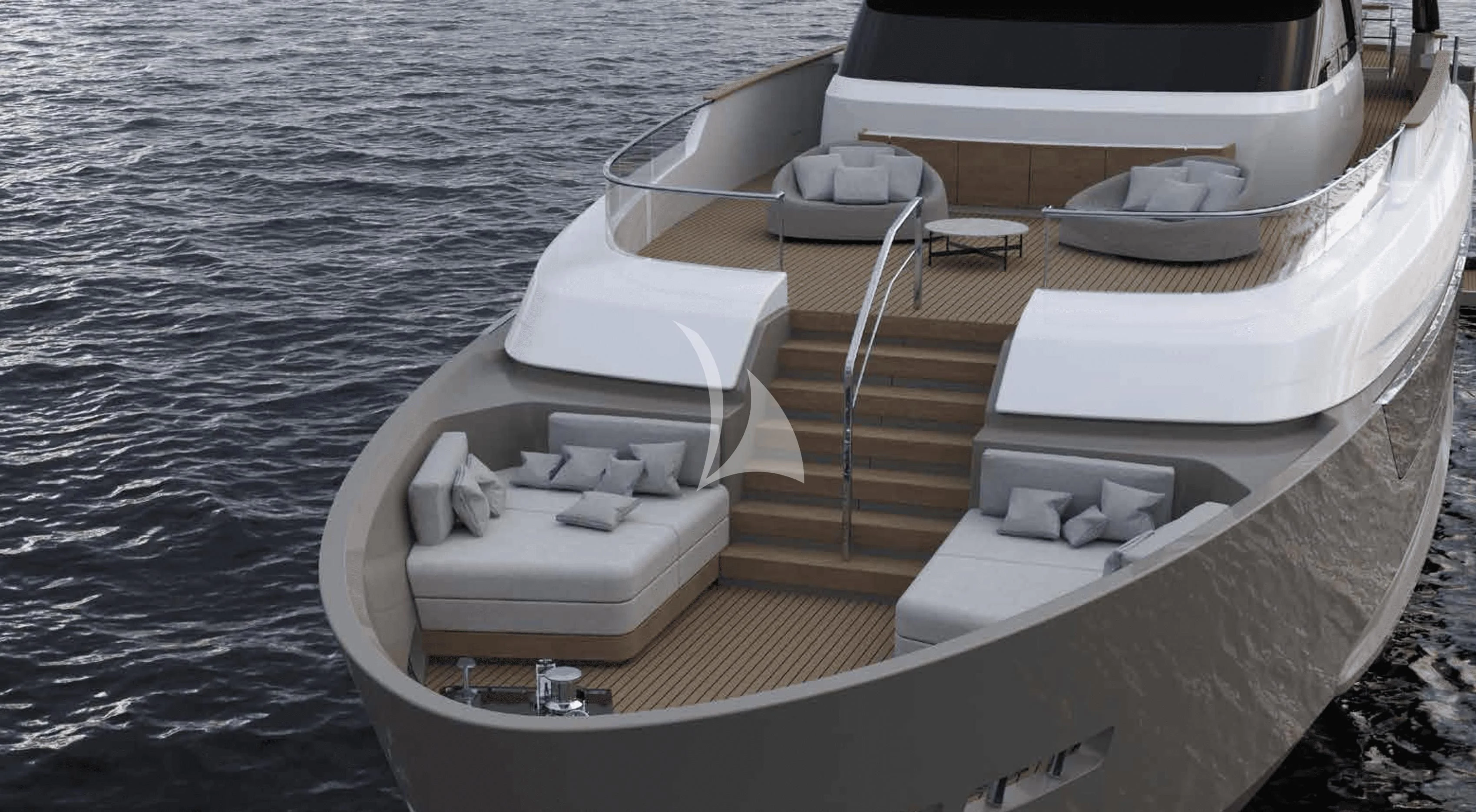 a boat with a ladder on the front aboard EROS Yacht for Sale