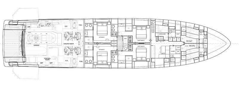 diagram, engineering drawing aboard EROS Yacht for Sale
