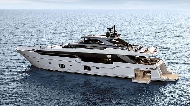 a large white ship in the water aboard EROS Yacht for Sale
