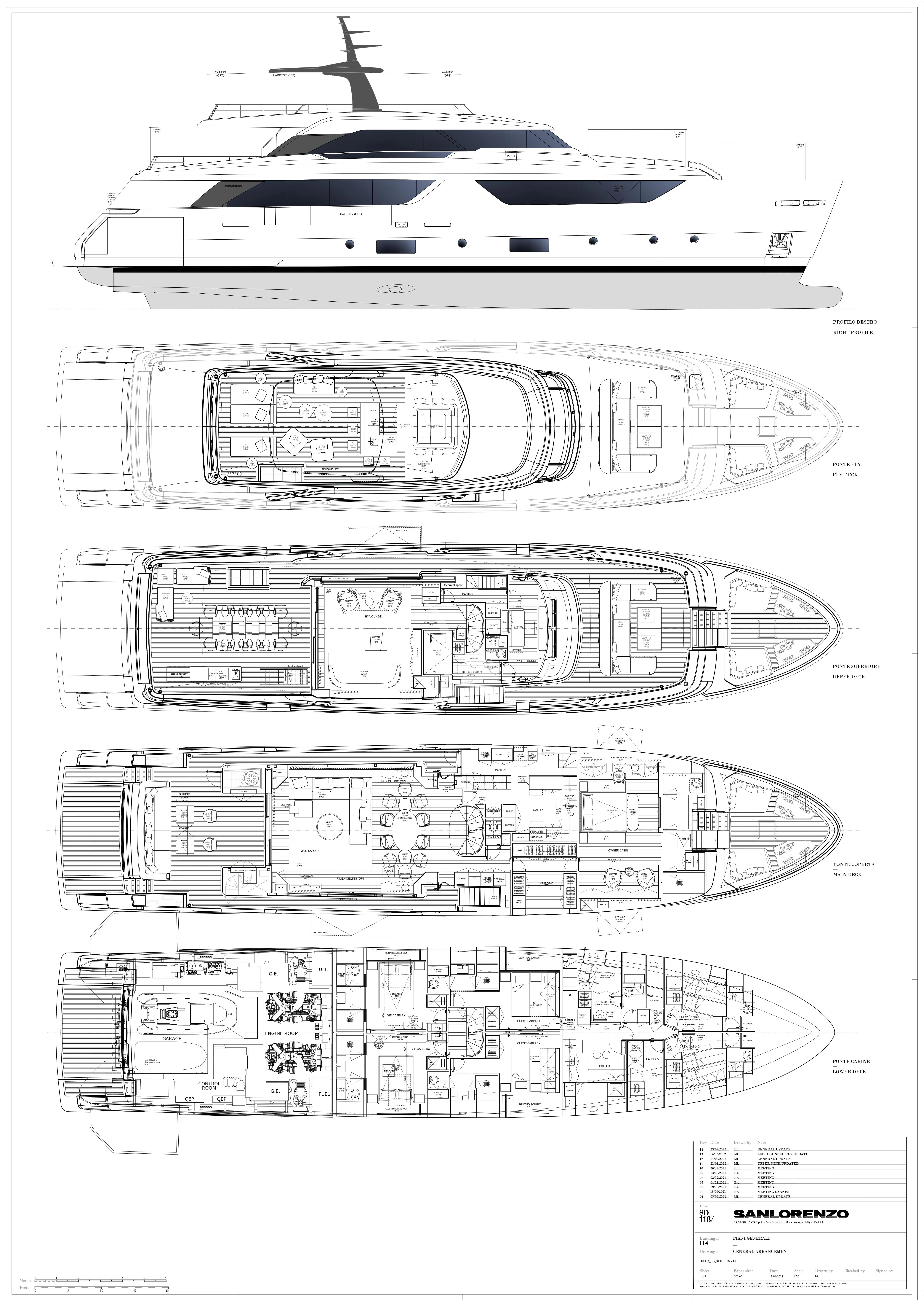 diagram, engineering drawing aboard EROS Yacht for Sale