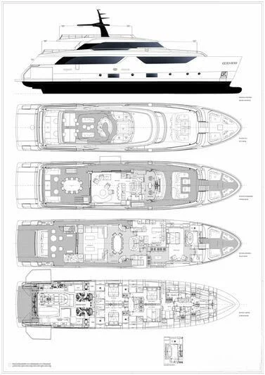 diagram, engineering drawing aboard EROS Yacht for Sale