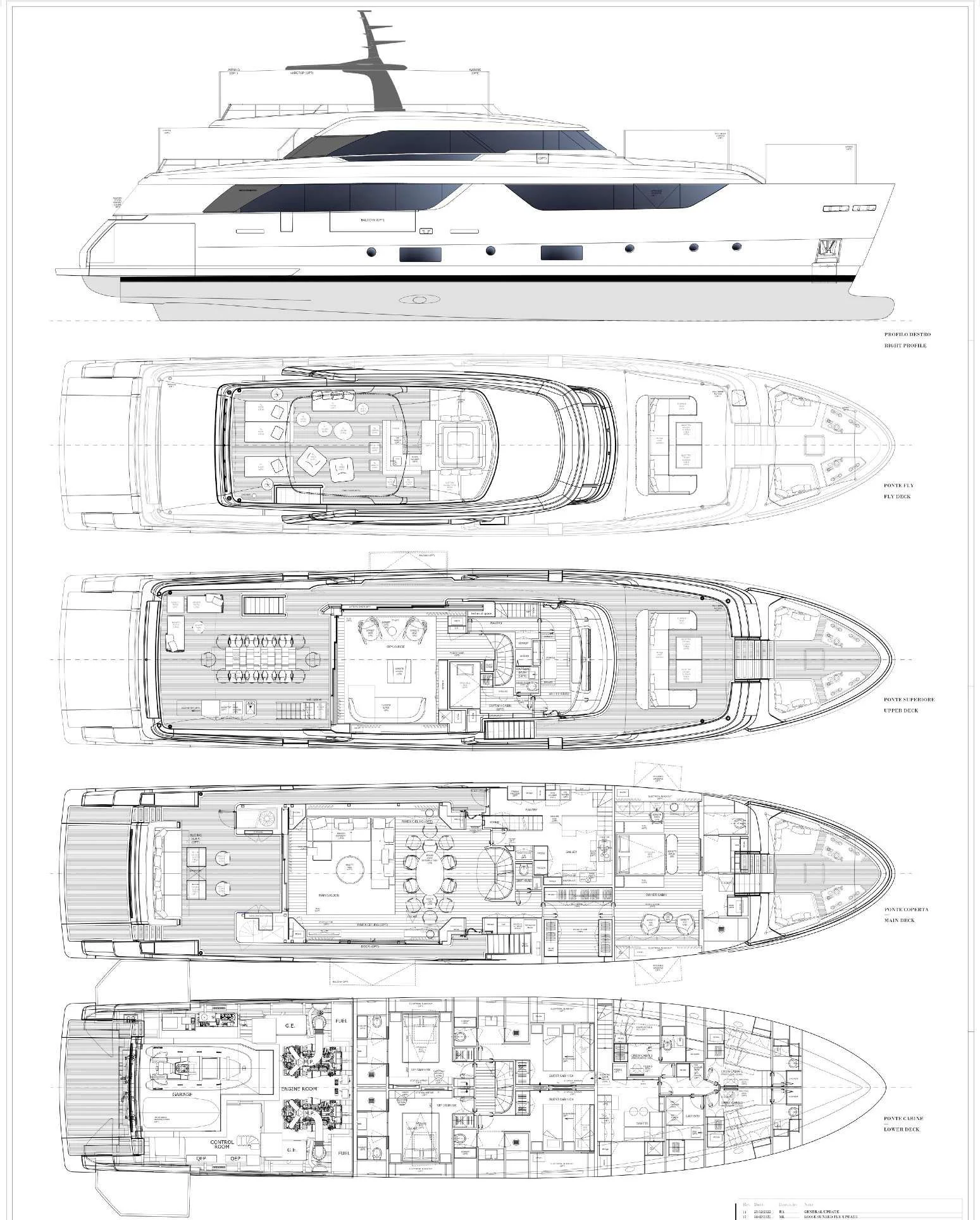 diagram, engineering drawing aboard EROS Yacht for Sale