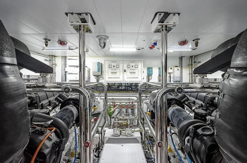 inside of a vehicle aboard EROS Yacht for Sale