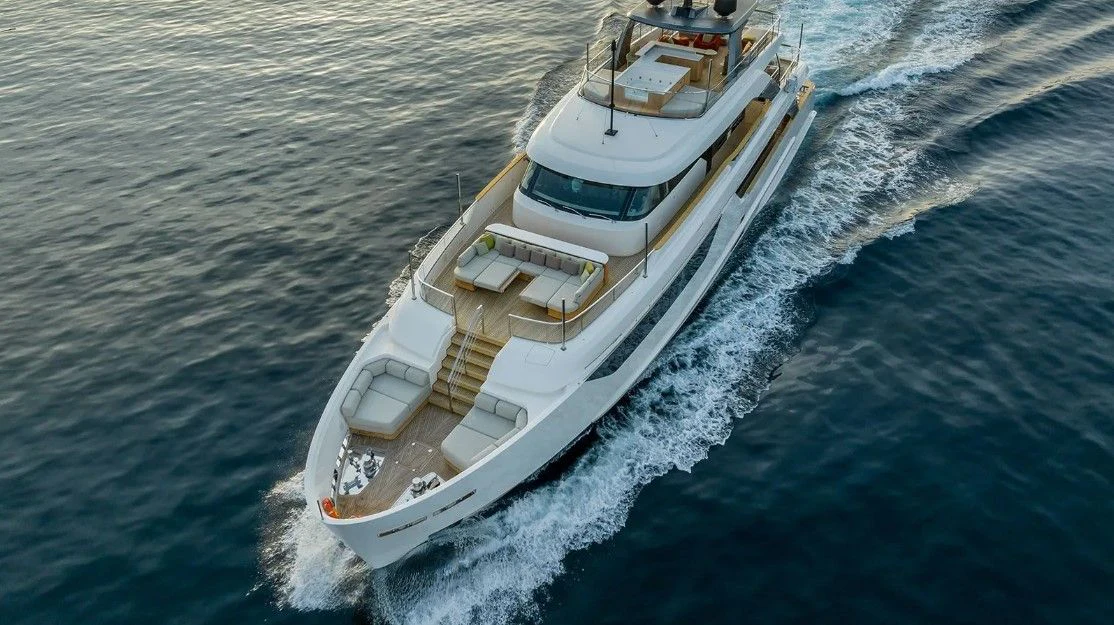 a ship in the water aboard EROS Yacht for Sale