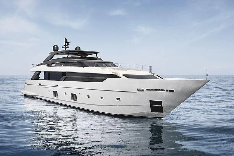 a white yacht on the water aboard EROS Yacht for Sale