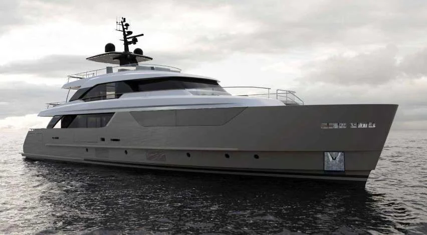 a white yacht on the water aboard EROS Yacht for Sale