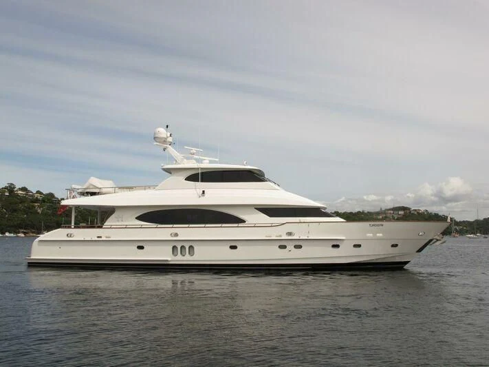 a white yacht in the water aboard AUSTRALIS Yacht for Sale