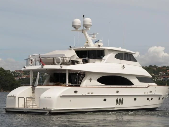 a white yacht on the water aboard AUSTRALIS Yacht for Sale