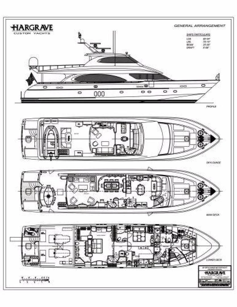 diagram, engineering drawing aboard AUSTRALIS Yacht for Sale
