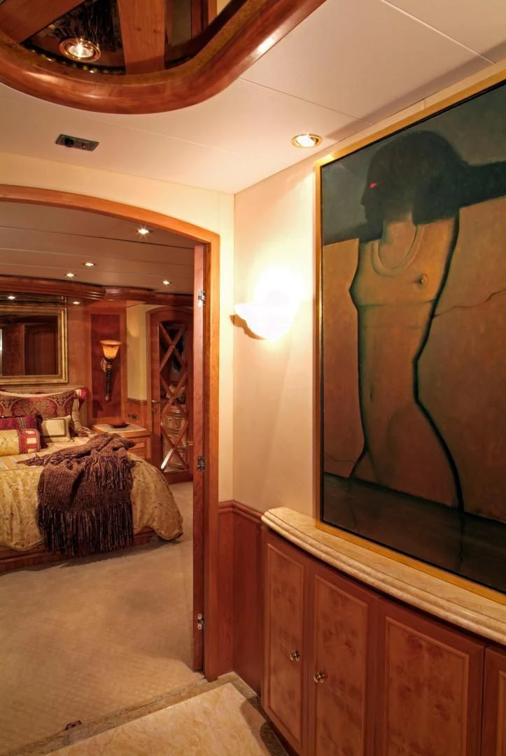 a bathroom with a large mirror aboard AUSTRALIS Yacht for Sale