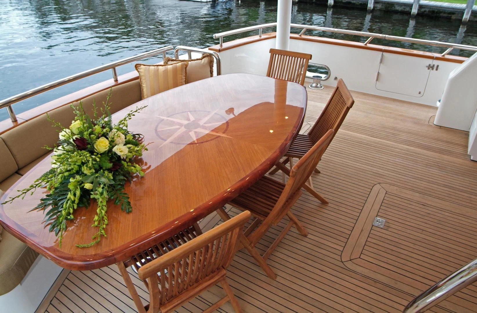 a table on a boat aboard AUSTRALIS Yacht for Sale