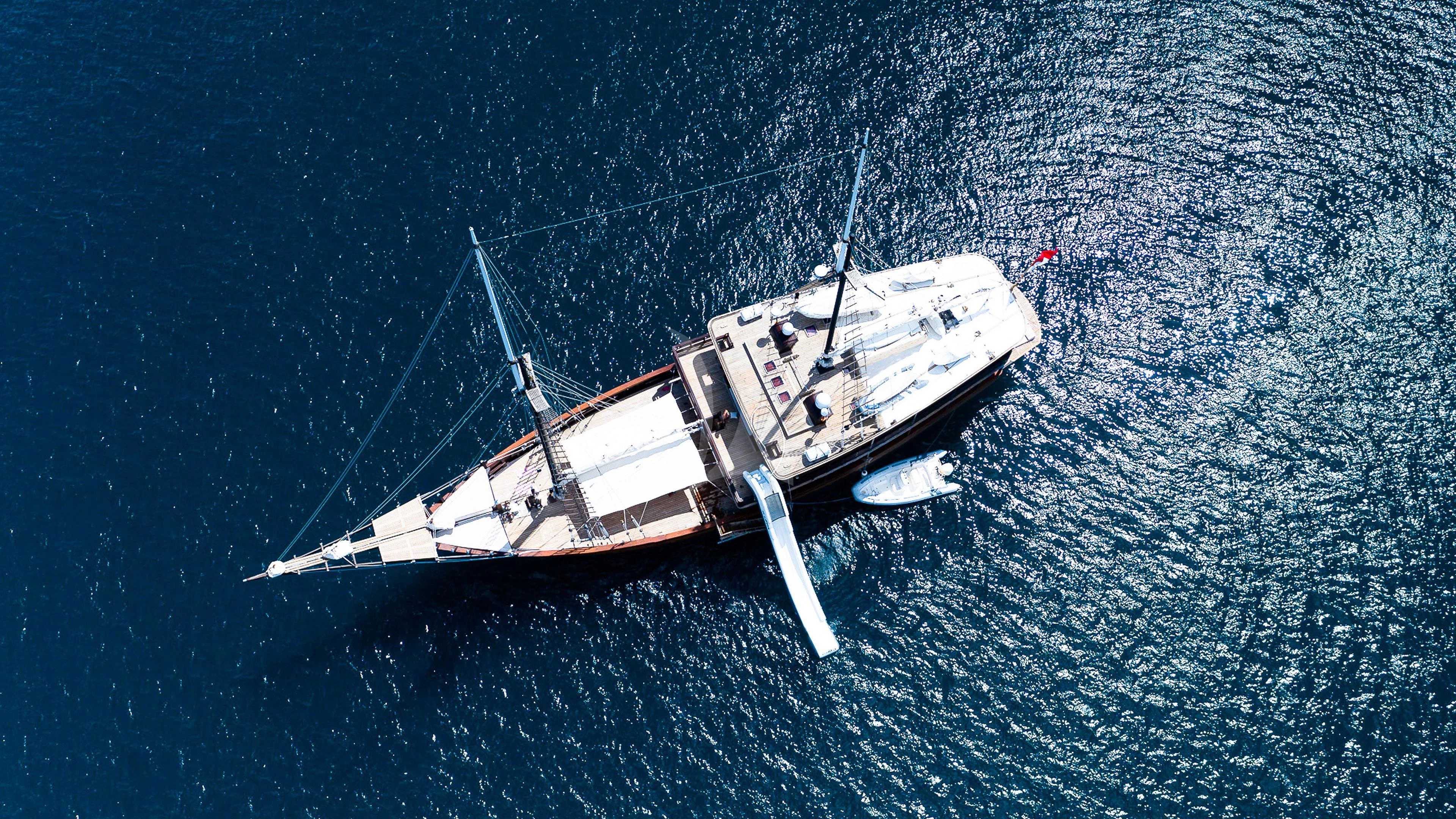 a boat in the water aboard DUNIA BARU Yacht for Charter