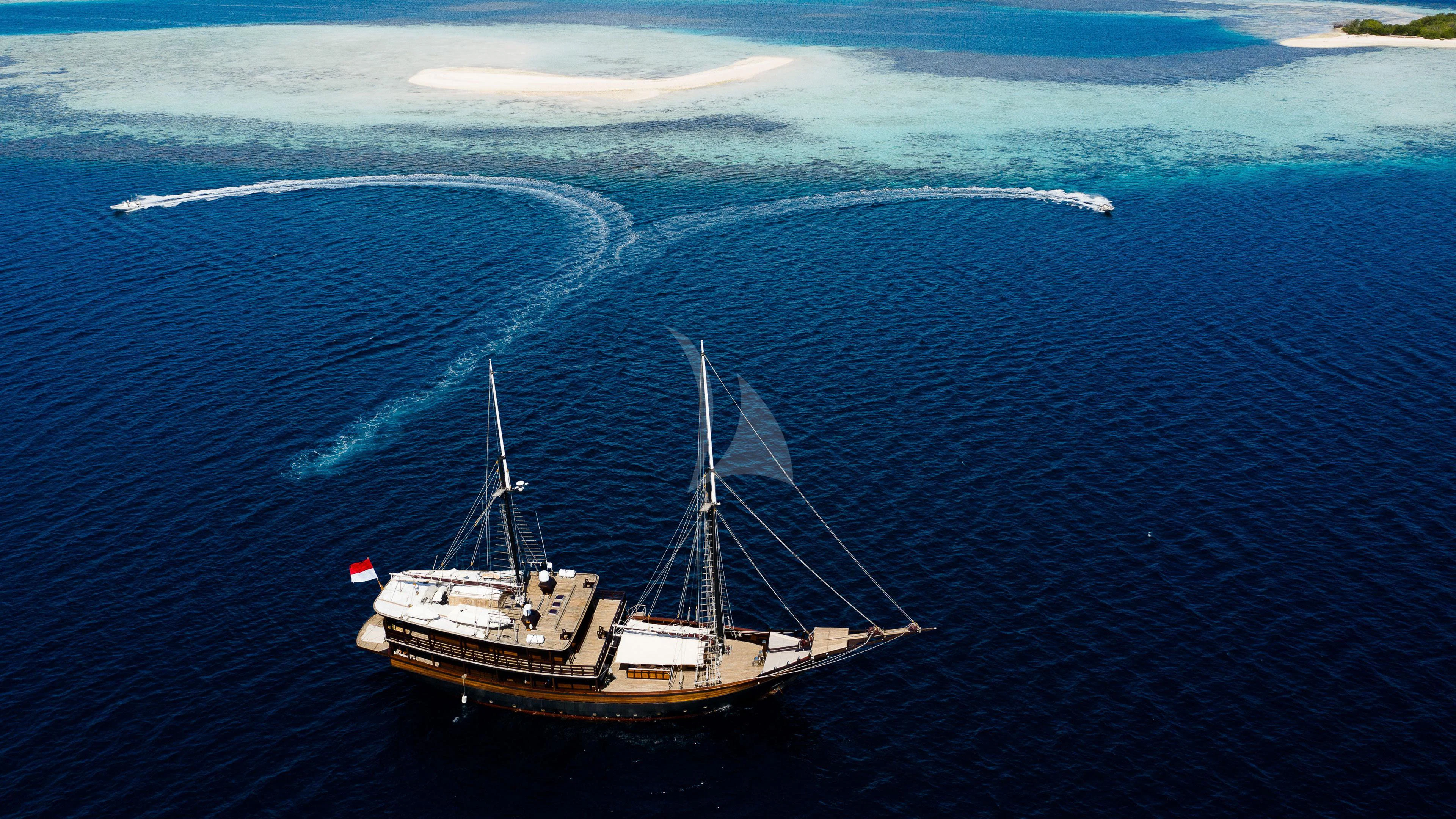 a boat in the water aboard DUNIA BARU Yacht for Charter
