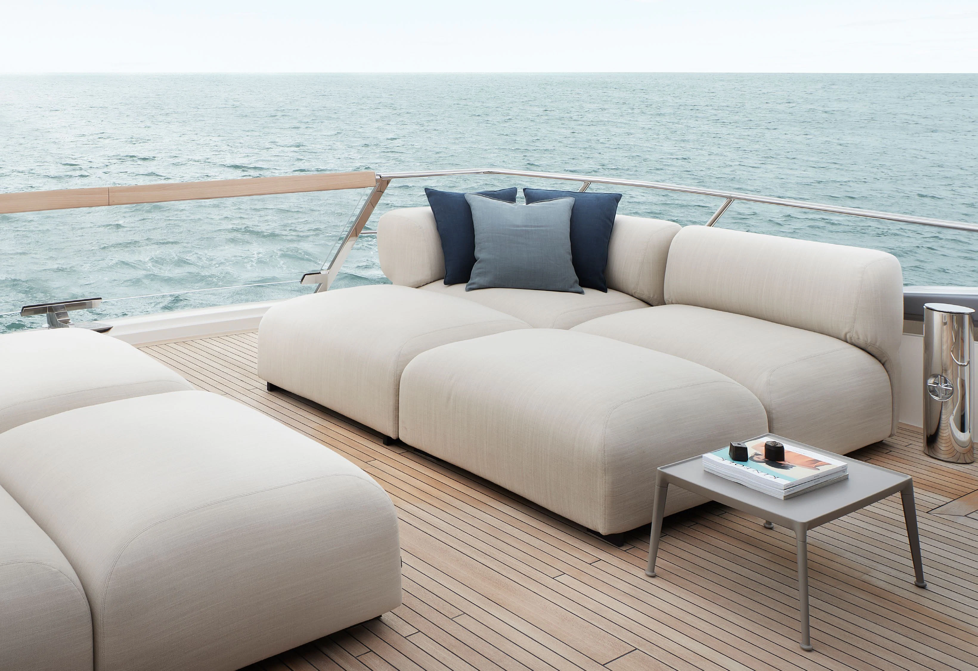 a couch on a boat aboard STRA DODO Yacht for Sale